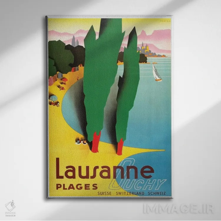 تابلو دکوراتیو Switzerland IV,لوزان-اووشی، سوئیس IV - نمای روبهرو روی دیوار