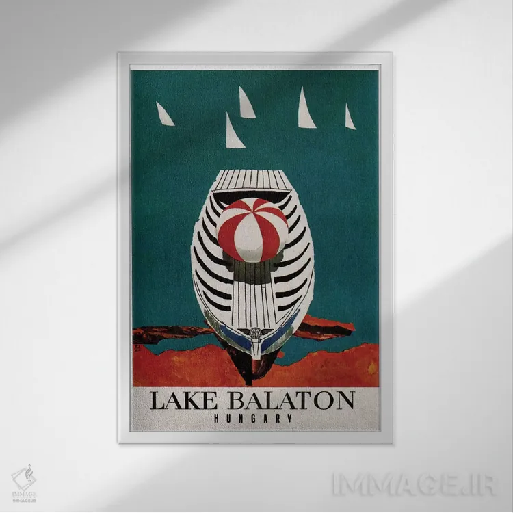 تابلو دکوراتیو Hungary,دریاچه بالاتون، مجارستان - نمای قابدار سفید