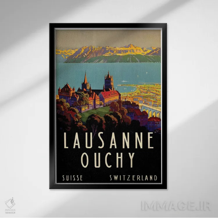 تابلو دکوراتیو Switzerland II,لوزان-اووشی، سوئیس II - نمای قابدار مشکی