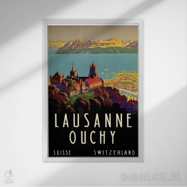 تابلو دکوراتیو Switzerland II,لوزان-اووشی، سوئیس II - نمای قابدار سفید