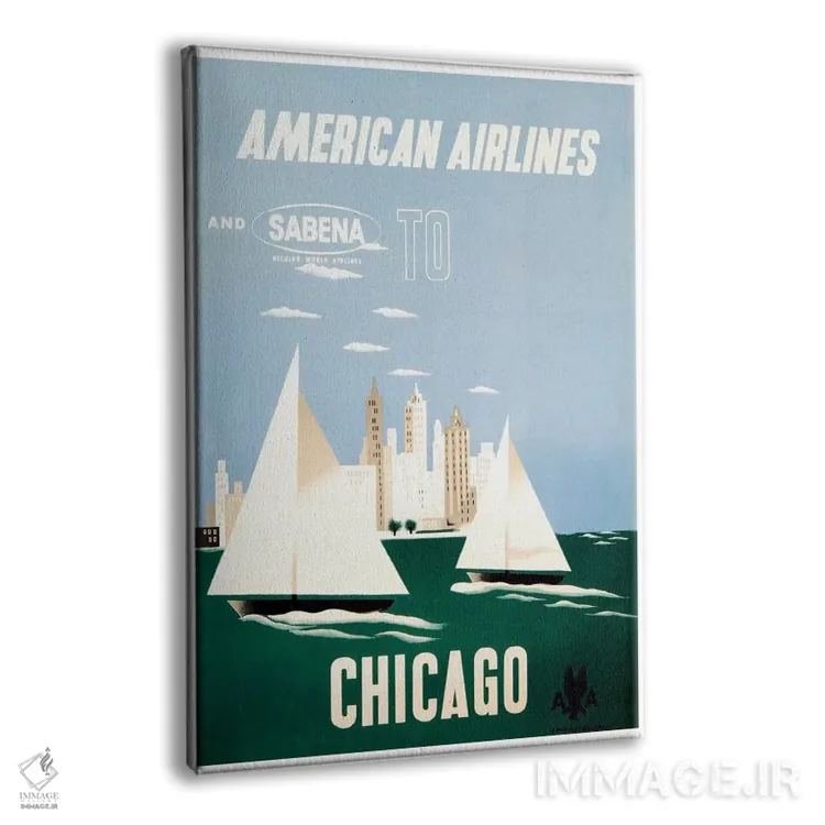 تابلو دکوراتیو هواپیمایی آمریکن و سابنا به مقصد شیکاگو - نمای پرسپکتیو محصول