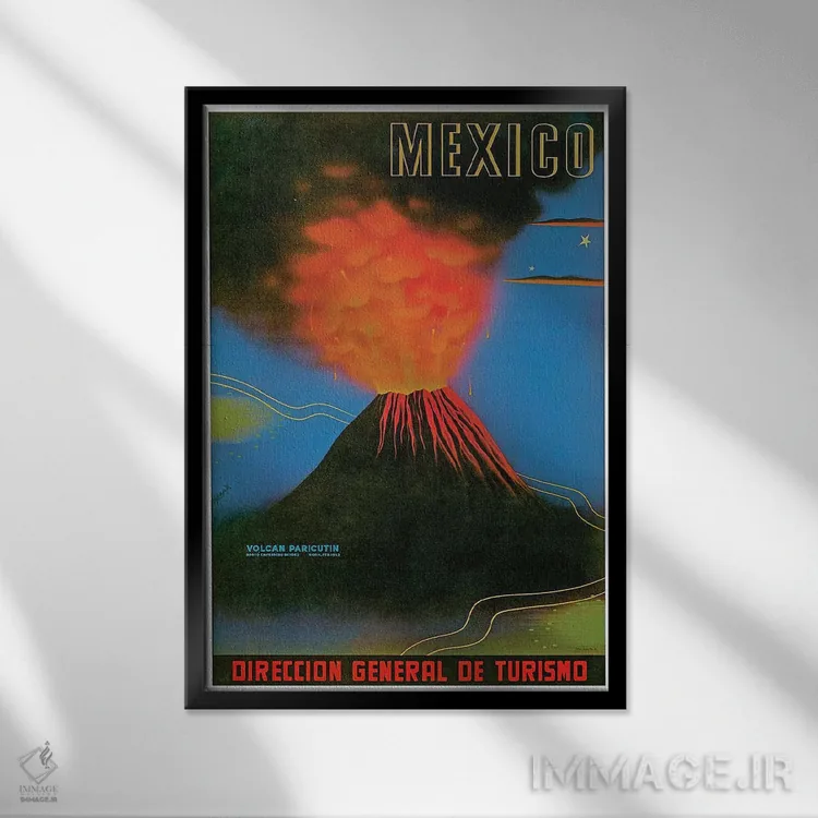 تابلو دکوراتیو مکزیک: آتشفشان پریکوتین - نمای قابدار مشکی