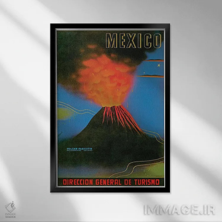 تابلو دکوراتیو مکزیک: آتشفشان پریکوتین - نمای قابدار مشکی