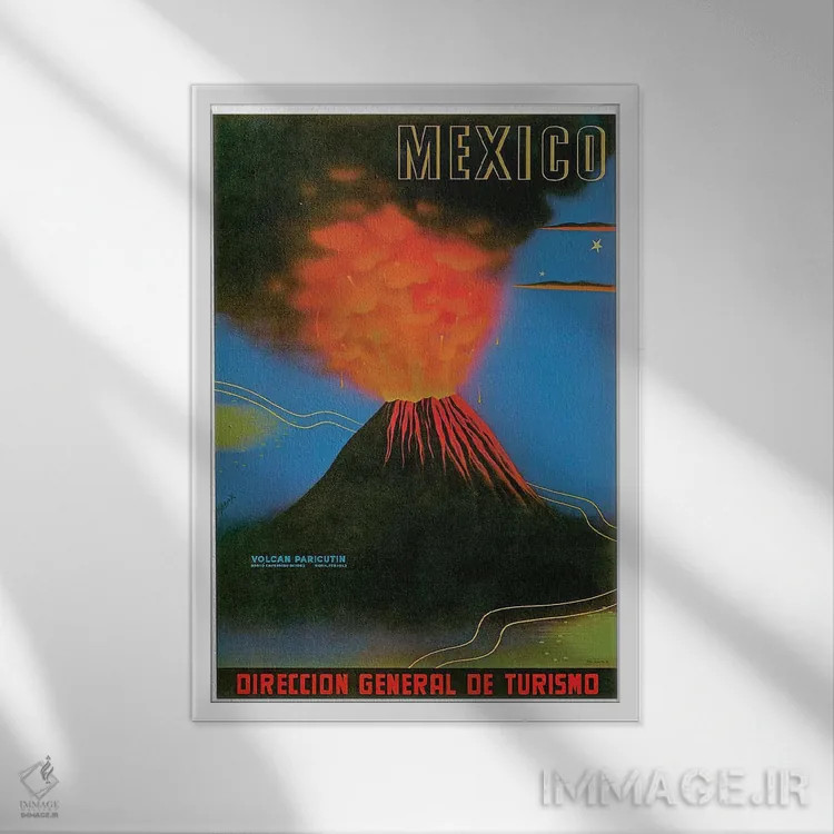 تابلو دکوراتیو مکزیک: آتشفشان پریکوتین - نمای قابدار سفید