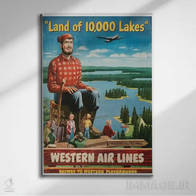 تابلو دکوراتیو 000 Lakes",مینیاپولیس/سنت پل "سرزمین ۱۰٬۰۰۰ دریاچه" - نمای روبهرو روی دیوار