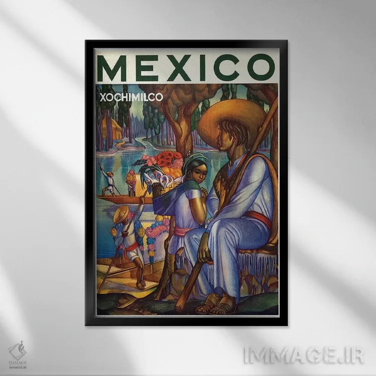 تابلو دکوراتیو Xochimilco,مکزیک، سوچی میلکو - نمای قابدار مشکی