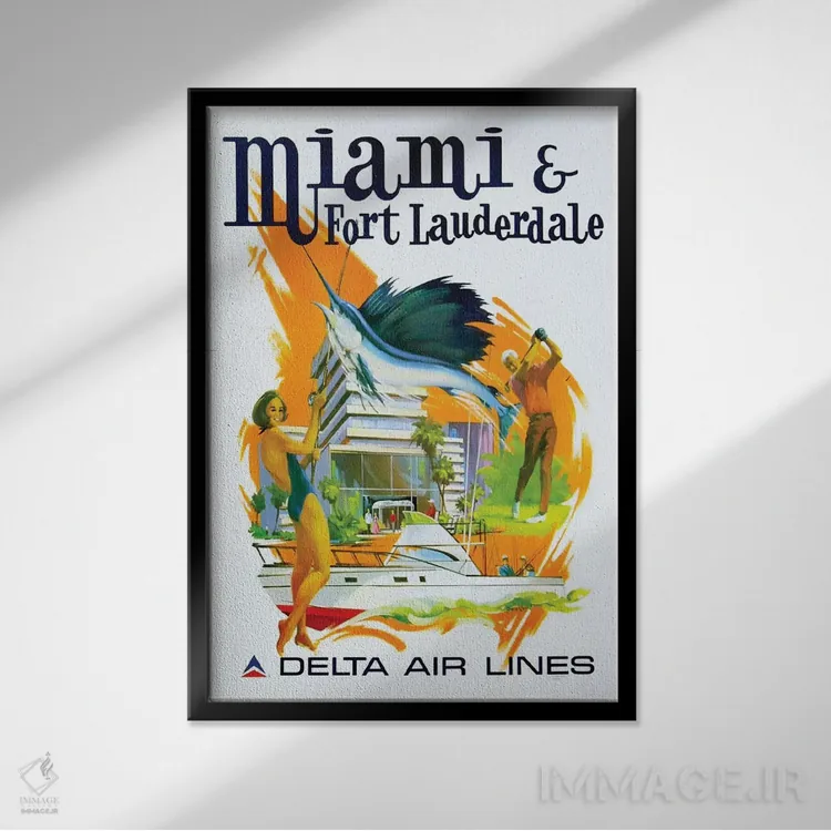 تابلو دکوراتیو میامی و فورت لادردیل - نمای قابدار مشکی