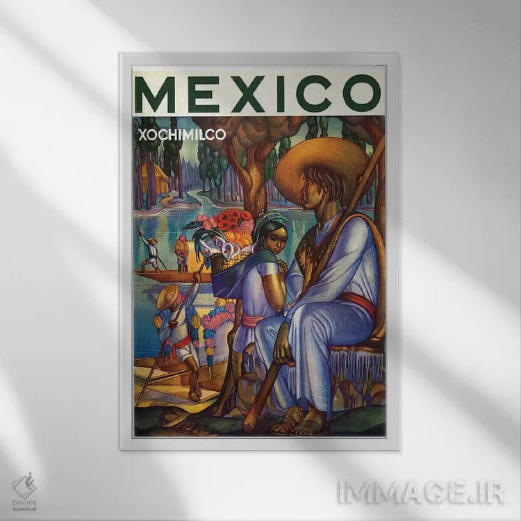 تابلو دکوراتیو Xochimilco,مکزیک، سوچی میلکو - نمای قابدار سفید