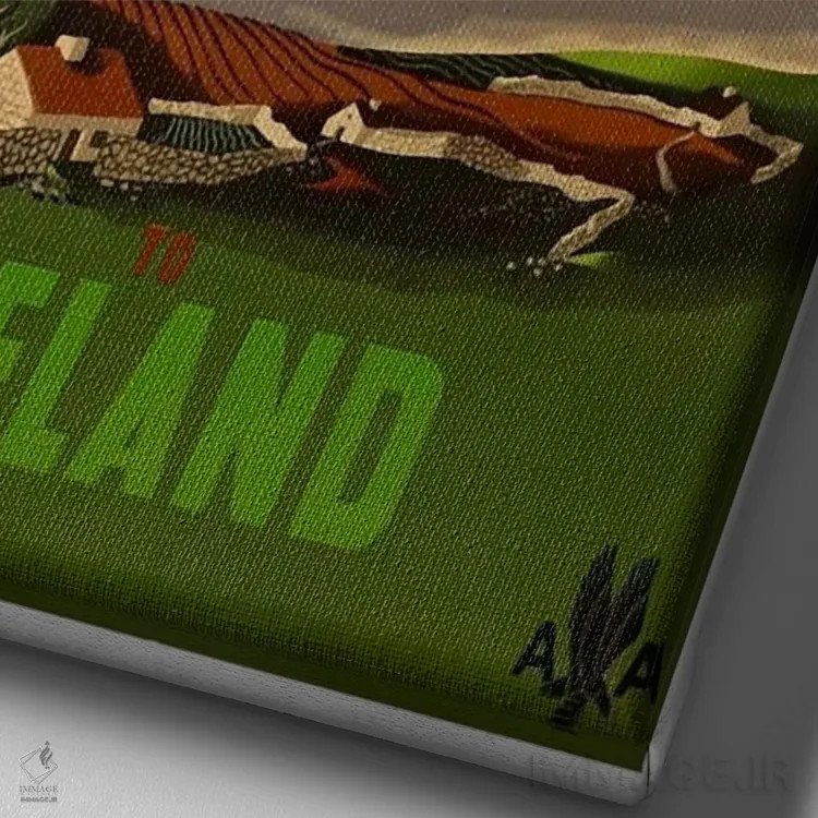 تابلو دکوراتیو هواپیمایی آمریکن به مقصد ایرلند - نمای نزدیک بافت بوم