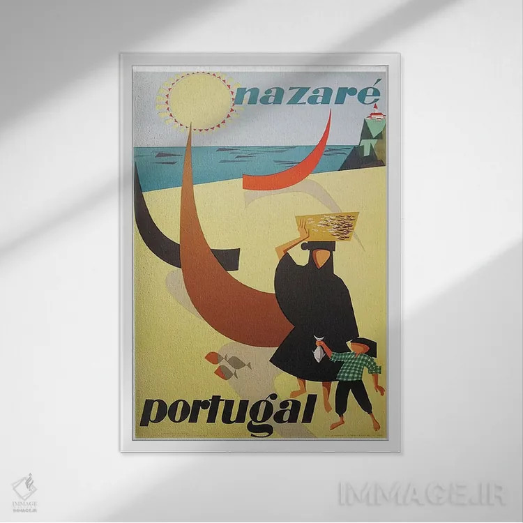 تابلو دکوراتیو Portugal,نازاره، پرتغال - نمای قابدار سفید