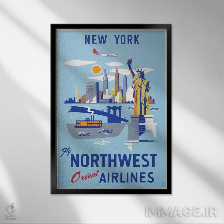 تابلو دکوراتیو نیویورک - نمای قابدار مشکی