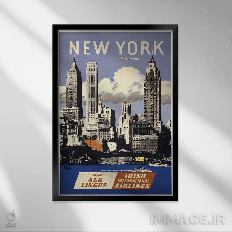 تابلو دکوراتیو نیویورک - نمای قابدار مشکی