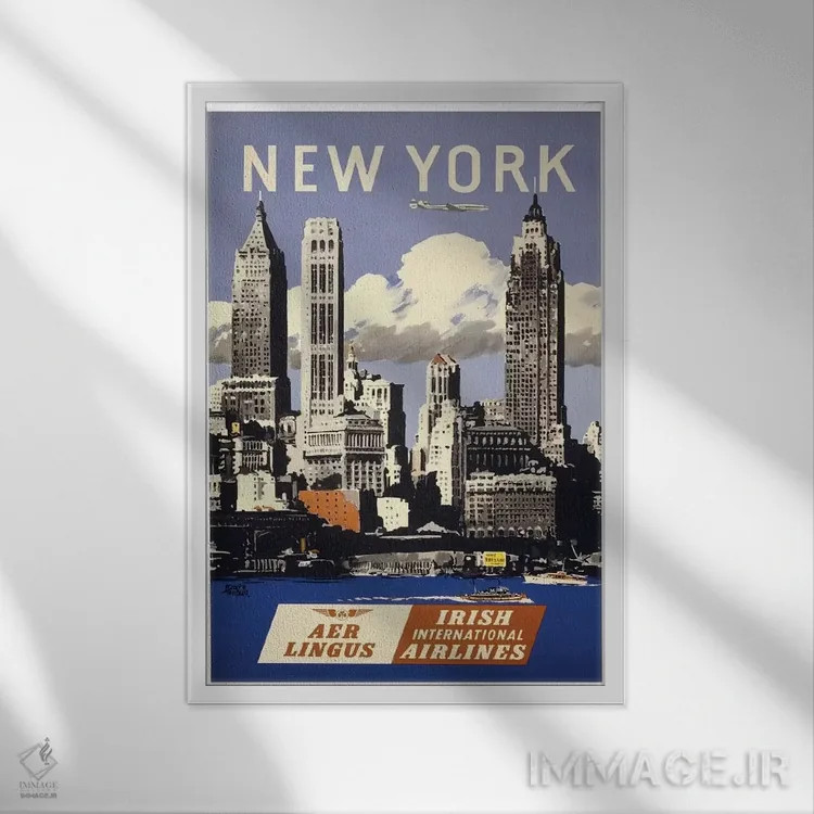 تابلو دکوراتیو نیویورک - نمای قابدار سفید