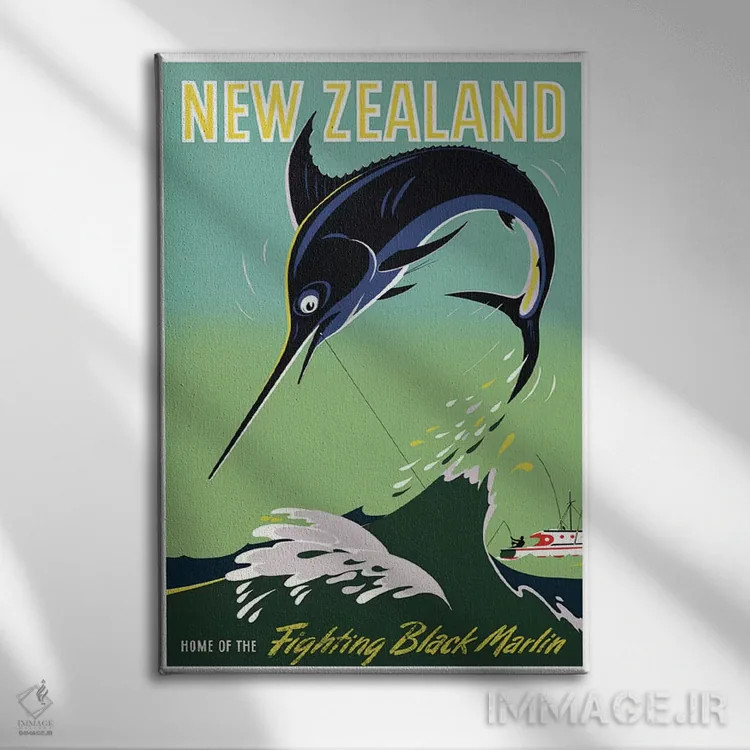 تابلو دکوراتیو نیوزلند: خانه مارلین سیاه جنگجو - نمای روبهرو روی دیوار