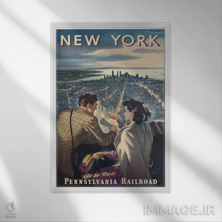 تابلو مدرن نیویورک - نمای قابدار سفید