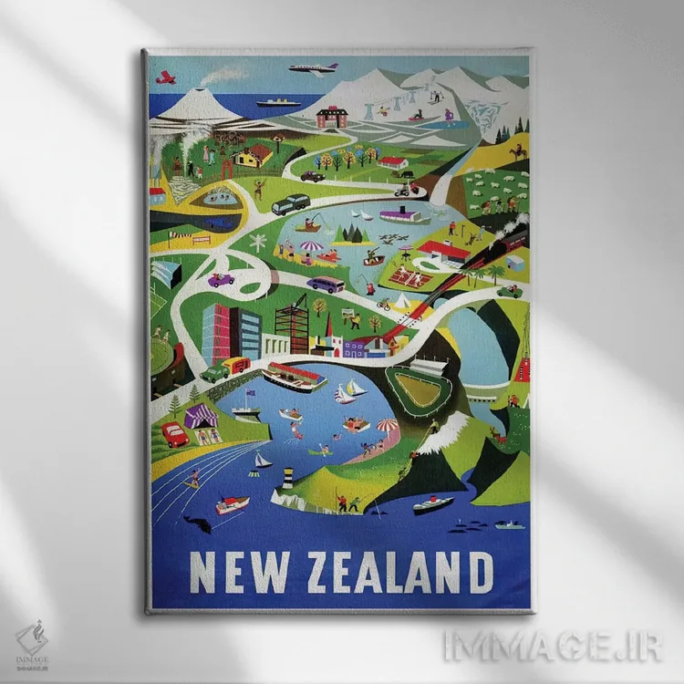 تابلو دکوراتیو نیوزلند I - نمای روبهرو روی دیوار