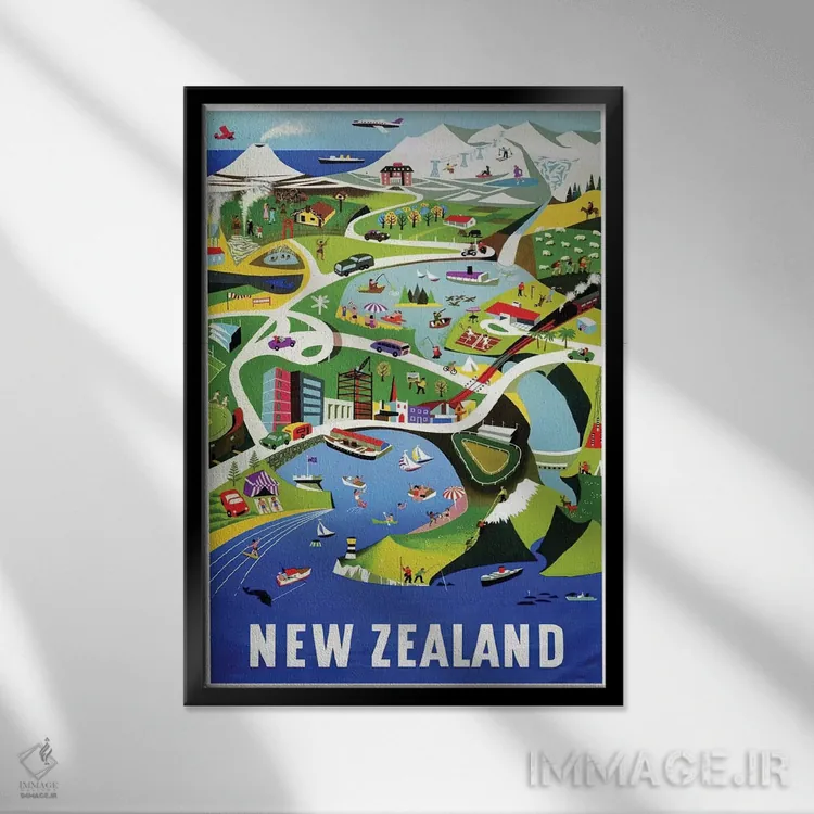 تابلو دکوراتیو نیوزلند I - نمای قابدار مشکی