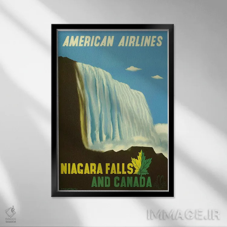 تابلو دکوراتیو آبشار نیاگارا و کانادا - نمای قابدار مشکی