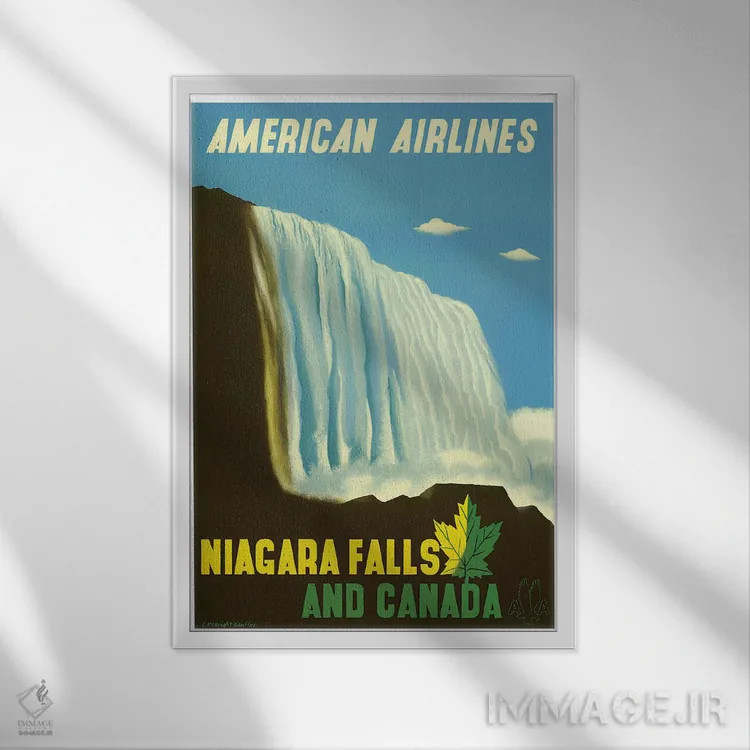 تابلو دکوراتیو آبشار نیاگارا و کانادا - نمای قابدار سفید