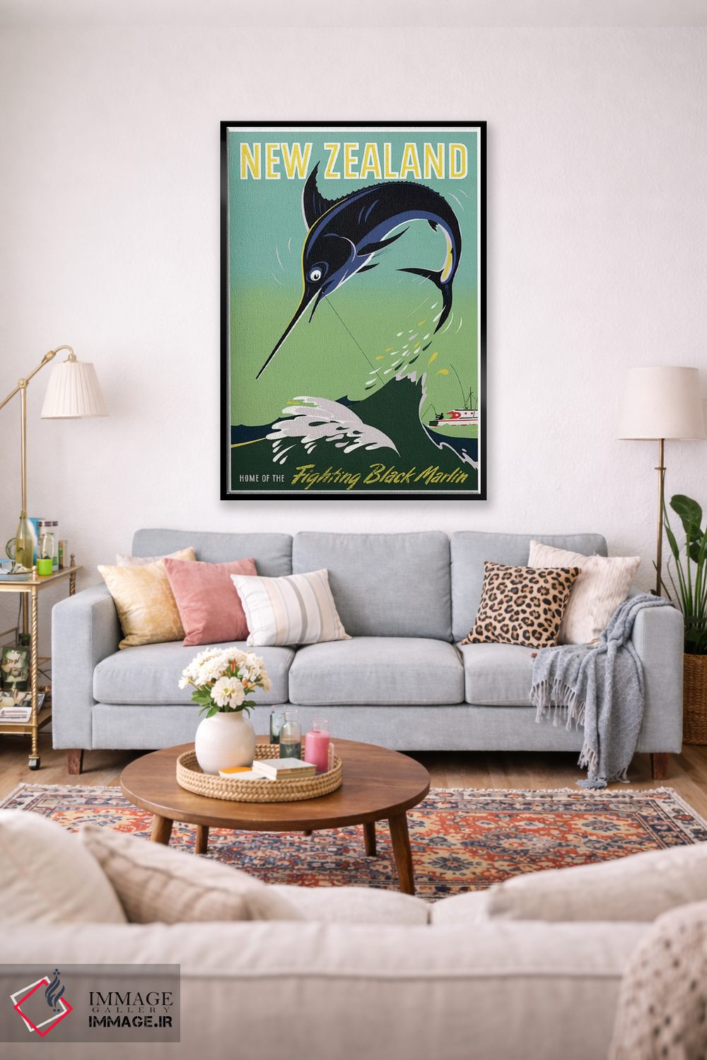 تابلو دکوراتیو نیوزلند: خانه مارلین سیاه جنگجو - D1B