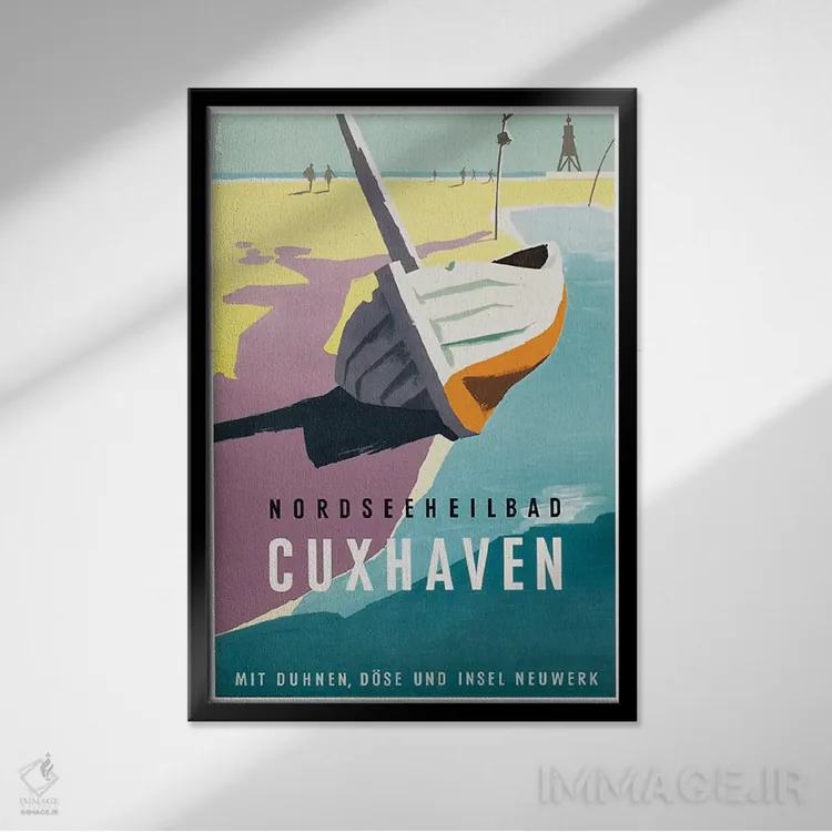 تابلو دکوراتیو Cuxhaven: Germany,ساحل درمانی دریای شمال، کوکسهافن - نمای قابدار مشکی