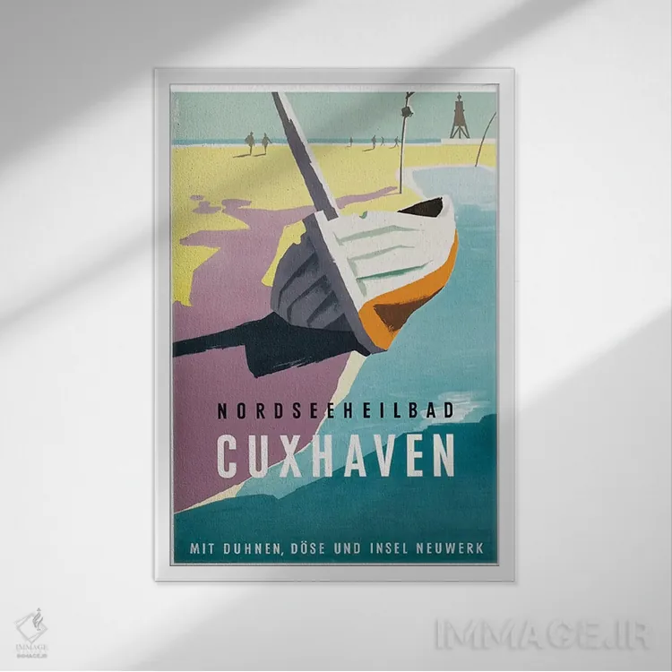 تابلو دکوراتیو Cuxhaven: Germany,ساحل درمانی دریای شمال، کوکسهافن - نمای قابدار سفید