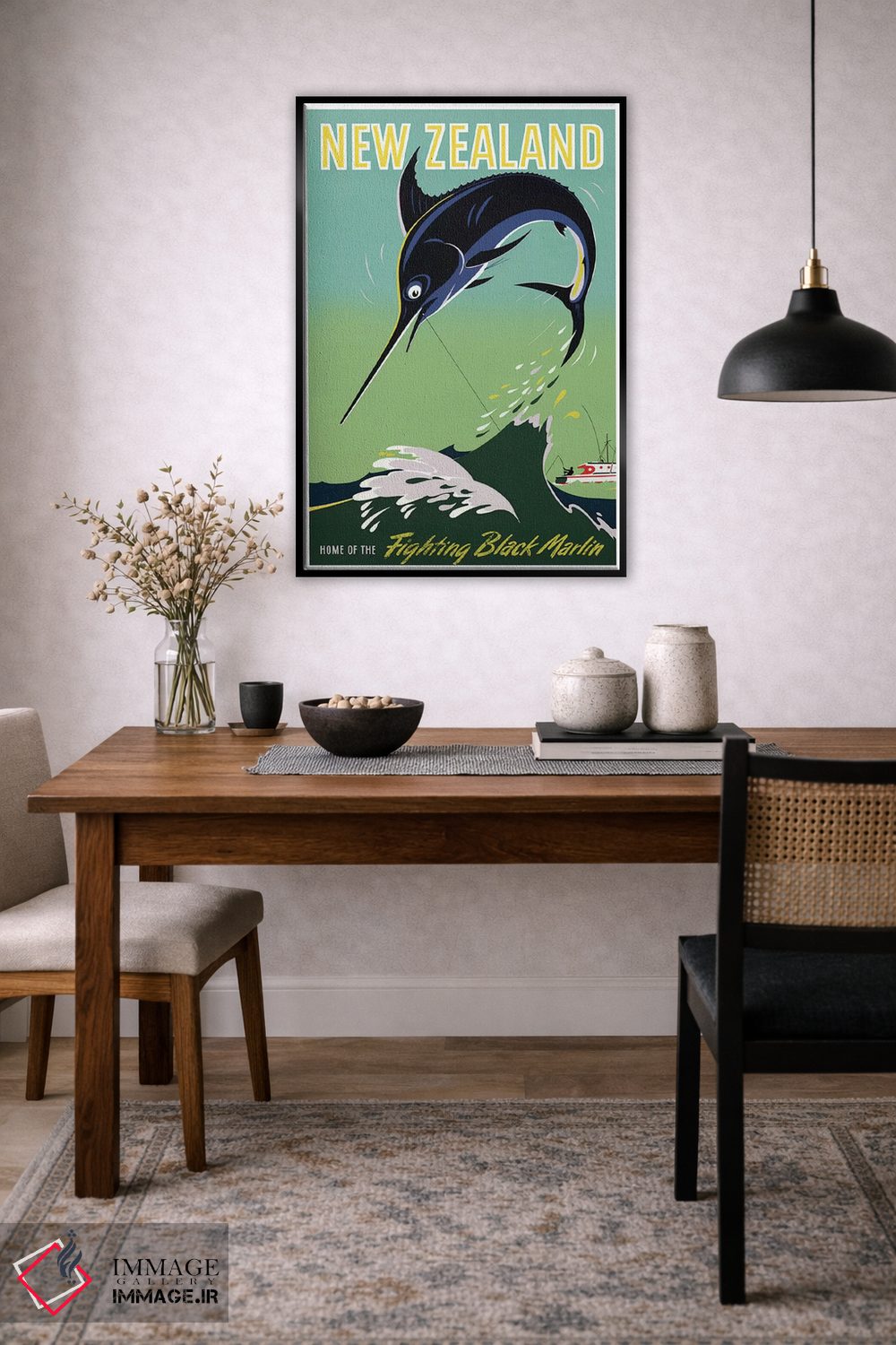 تابلو دکوراتیو نیوزلند: خانه مارلین سیاه جنگجو - D6B