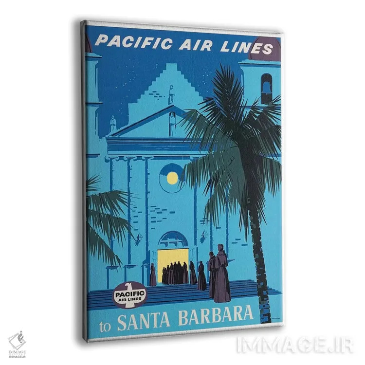 تابلو دکوراتیو هواپیمایی پاسیفیک به سانتا باربارا - نمای پرسپکتیو محصول