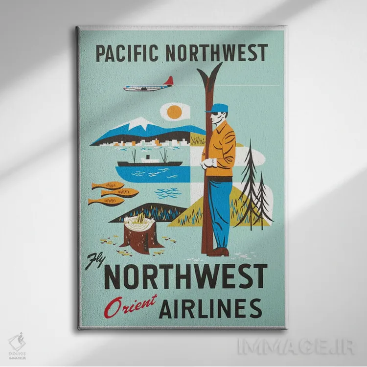 تابلو دکوراتیو شمال غرب آرام - نمای روبهرو روی دیوار