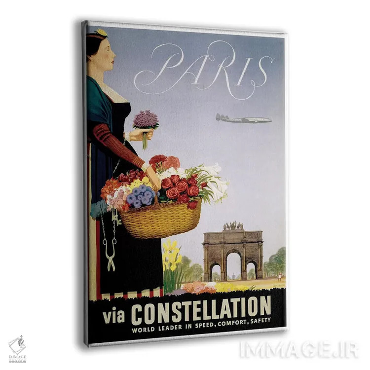 تابلو دکوراتیو پاریس از طریق هواپیمای کانستلیشن - نمای پرسپکتیو محصول