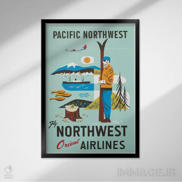 تابلو دکوراتیو شمال غرب آرام - نمای قابدار مشکی