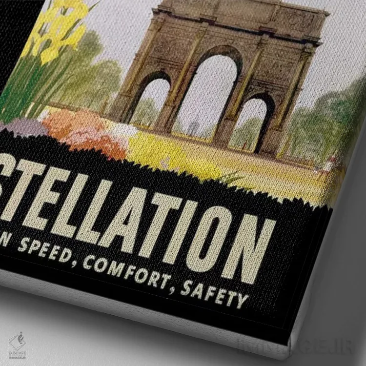 تابلو دکوراتیو پاریس از طریق هواپیمای کانستلیشن - نمای نزدیک بافت بوم