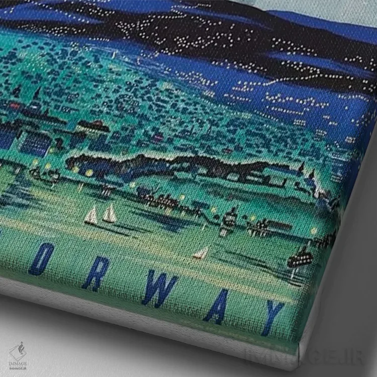 تابلو دکوراتیو Norway: 900 Years 1950,اسلو، نروژ: ۹۰۰ سالگی در ۱۹۵۰ - نمای نزدیک بافت بوم