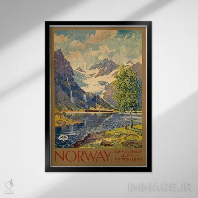 تابلو دکوراتیو June-September,نروژ: فصل تابستان، ژوئن تا سپتامبر - نمای قابدار مشکی