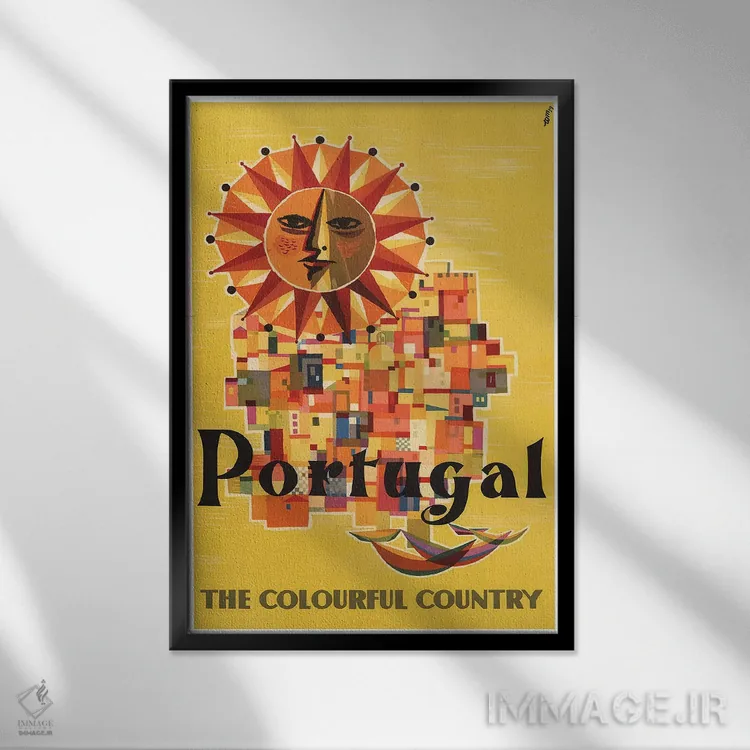 تابلو دکوراتیو پرتغال: کشور رنگارنگ - نمای قابدار مشکی