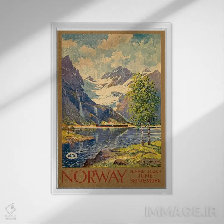 تابلو دکوراتیو June-September,نروژ: فصل تابستان، ژوئن تا سپتامبر - نمای قابدار سفید