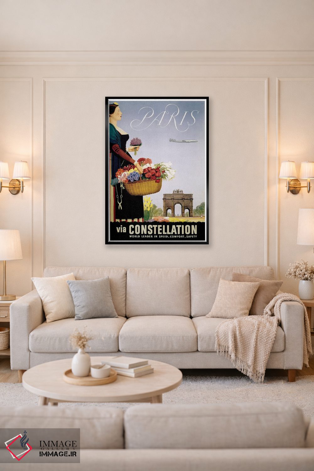 تابلو دکوراتیو پاریس از طریق هواپیمای کانستلیشن - D4B
