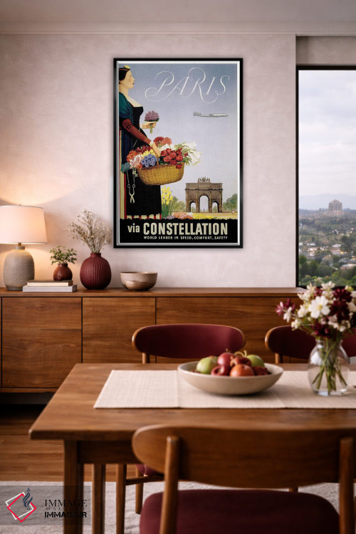 تابلو دکوراتیو پاریس از طریق هواپیمای کانستلیشن - D6B