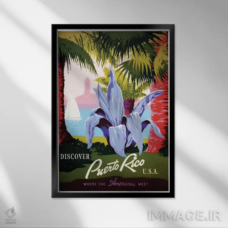 تابلو دکوراتیو پورتوریکو: جایی که قاره های آمریکا به هم می رسند I - نمای قابدار مشکی