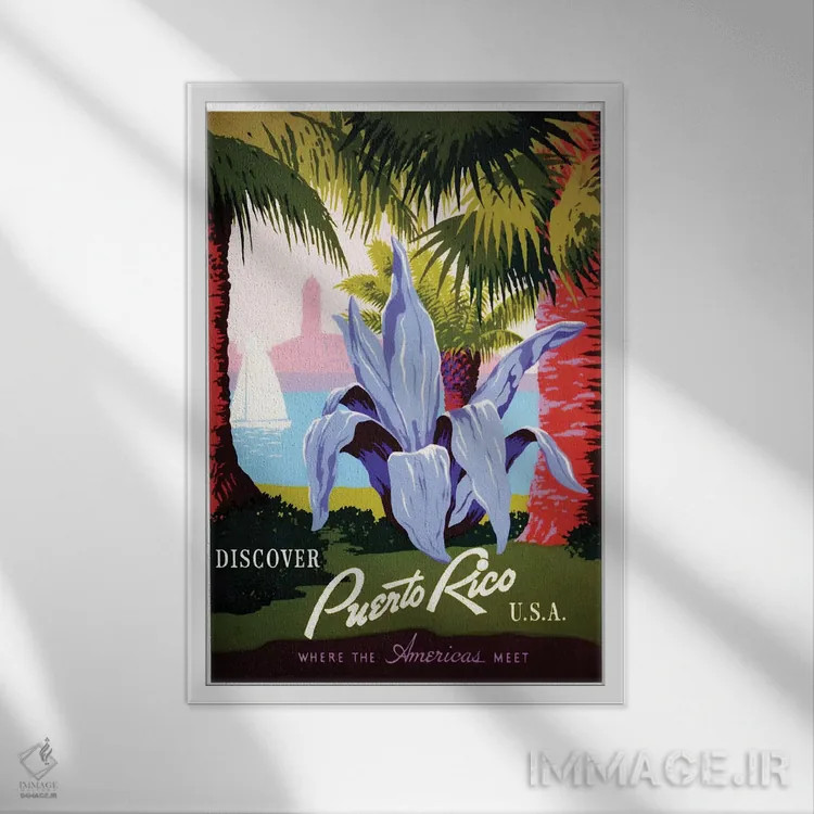 تابلو دکوراتیو پورتوریکو: جایی که قاره های آمریکا به هم می رسند I - نمای قابدار سفید