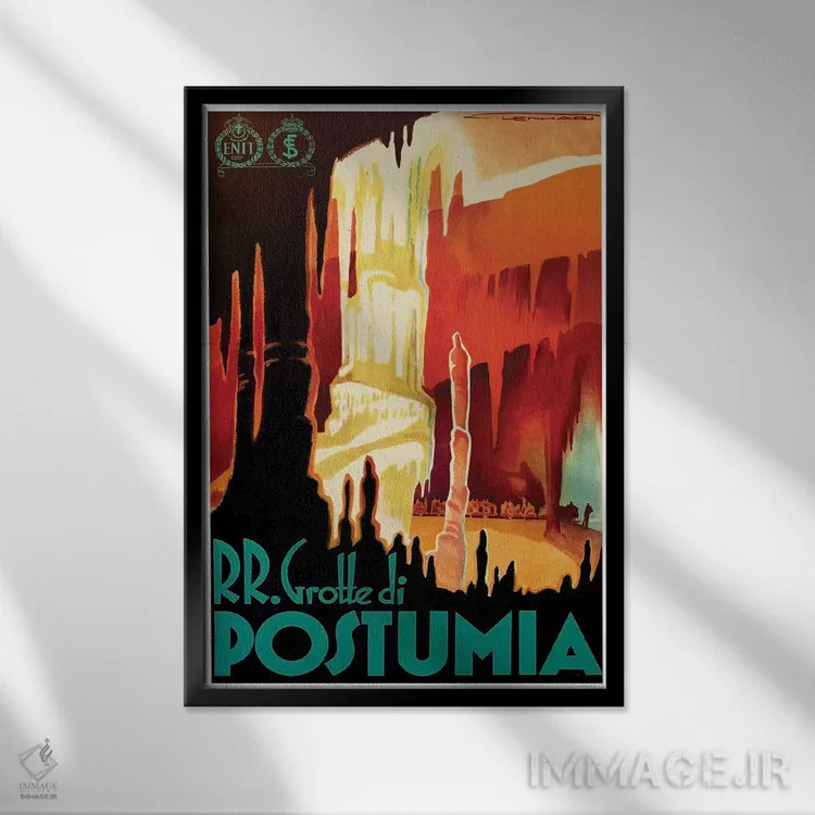 تابلو دکوراتیو راه آهن غار پستوینیا - نمای قابدار مشکی