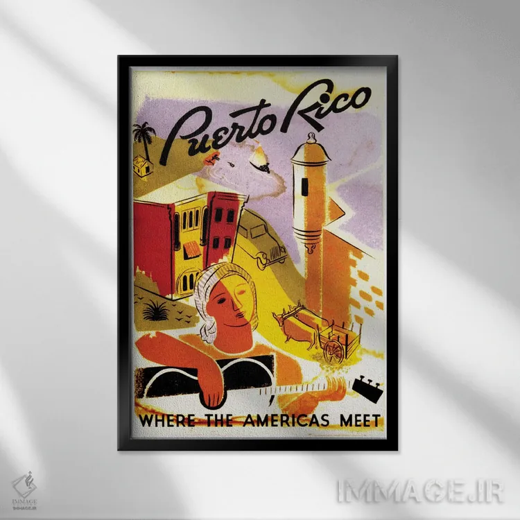 تابلو دکوراتیو پورتوریکو: جایی که قاره های آمریکا به هم می رسند II - نمای قابدار مشکی