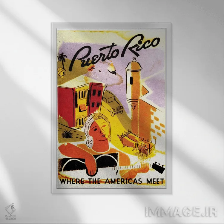 تابلو دکوراتیو پورتوریکو: جایی که قاره های آمریکا به هم می رسند II - نمای قابدار سفید