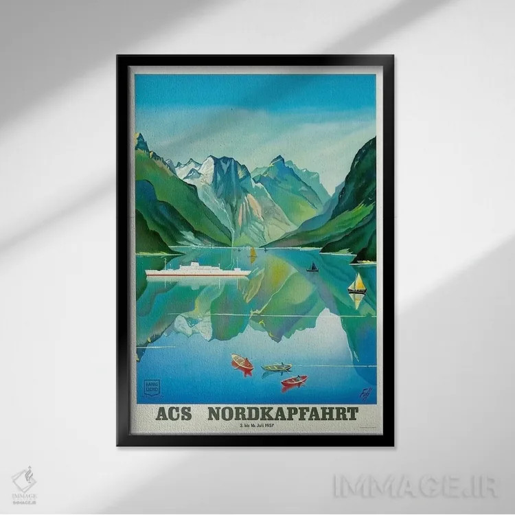 تابلو دکوراتیو July 3-16, 1957,سفر شمال کیپ با ACS - نمای قابدار مشکی