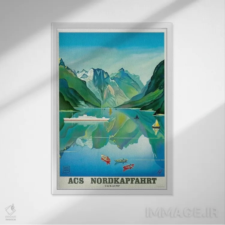 تابلو دکوراتیو July 3-16, 1957,سفر شمال کیپ با ACS - نمای قابدار سفید