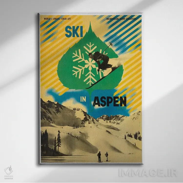 تابلو دکوراتیو اسکی در اسپن - نمای روبهرو روی دیوار