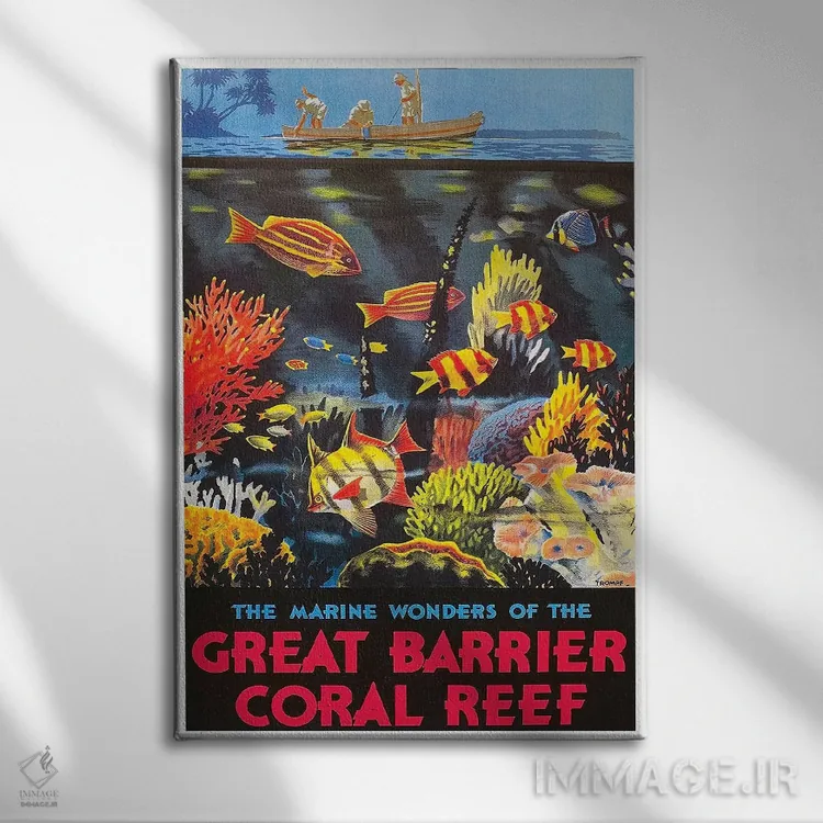 تابلو دکوراتیو شگفتی های دریایی دیواره بزرگ مرجانی - نمای روبهرو روی دیوار