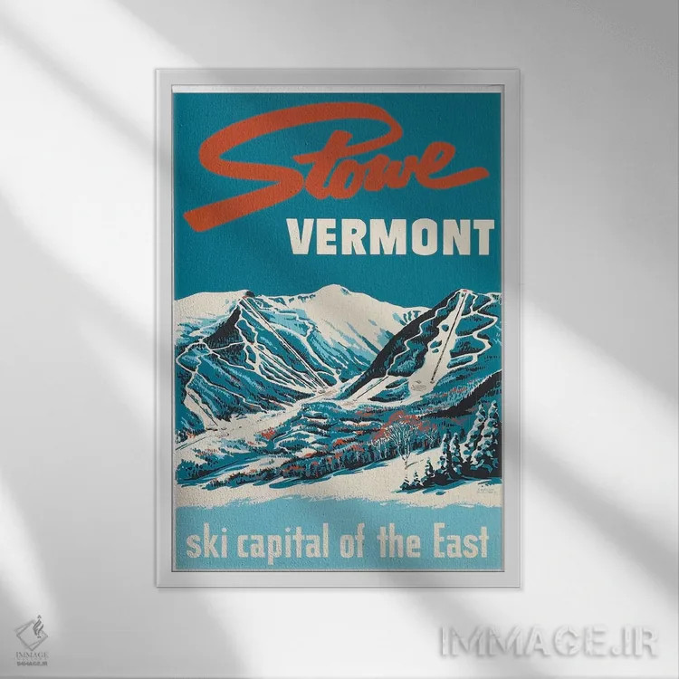 تابلو دکوراتیو Vermont: Ski Capital Of The East,استو، ورمانت: پایتخت اسکی شرق آمریکا - نمای قابدار سفید