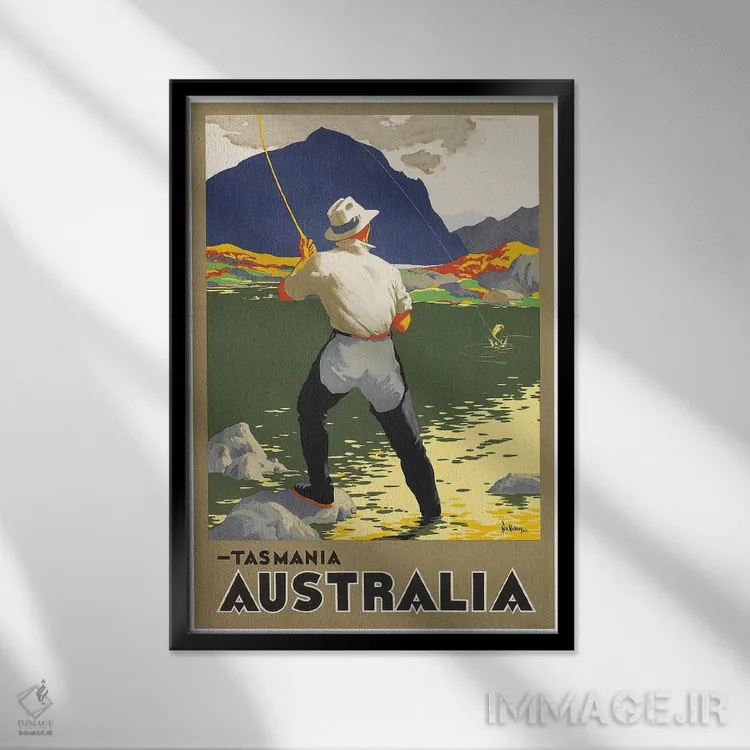 تابلو دکوراتیو Australia,تاسمانی، استرالیا - نمای قابدار مشکی