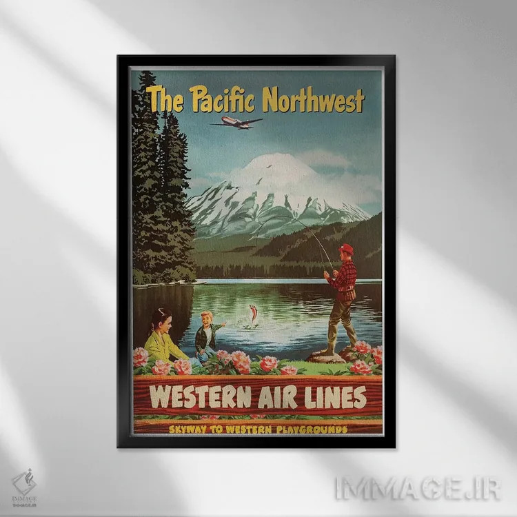 تابلو دکوراتیو شمال غربی اقیانوس آرام - نمای قابدار مشکی